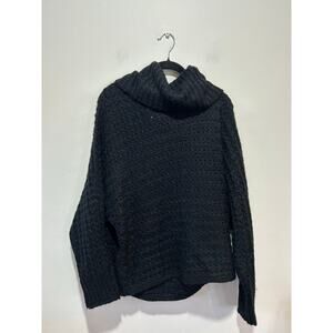 Hem and Thread black shawl neck knit sweater womens L whimsygoth goth